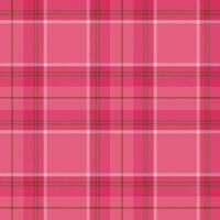 Pink plaid seamless pattern with a cozy checkered look. Ideal for fabric, clothing, decor, or wrapping paper. Timeless tartan style adds warmth. vector