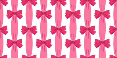 Seamless pattern featuring elegant pink bows on a light background. Perfect for wrapping paper, festive designs, Valentine's Day, weddings, and romantic projects. Soft, chic, and feminine design. vector