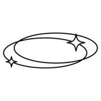 Retro-futuristic Y2K shape with orbiting rings and sparkles. Nostalgic 2000s aesthetic with a cyber and space vibe. Perfect for trendy designs, sci-fi themes, and futuristic posters, banners, cards. vector