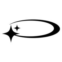 Dynamic black swirling shape with sparkling accents, evoking a futuristic and cosmic aesthetic. Perfect for modern designs, space posters, and, cards, logos, and Y2K-style elements. vector