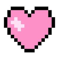 Pink heart emoji. Pixel art illustration. Isolated on a white background. Vintage 8 bit texture. Computer graphic. Valentine s Day. Old style. 80s, and 90s game object design. vector