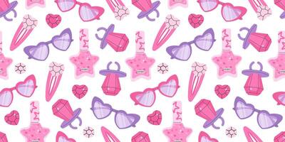 Colorful accessories pattern in pink and purple vector