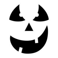 Spooky abstract Halloween face in black and white with geometric shapes forming eyes, nose, and a crooked smile. Perfect for Halloween designs, posters, stencils, or themed decorations. vector
