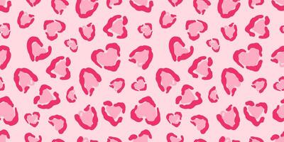 Seamless heart leopard print pattern in pink tones. Perfect for Valentine's Day, romantic designs, fashion, textiles, wallpapers, and creative projects. Stylish and trendy design for background. vector