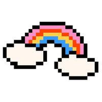 Rainbow emoji. Pixel art icon. Isolated on white background. Vintage 8-bit texture. Minimalistic pixel graphics. LGBT symbol. Old style. 80s, 90s game object design. vector