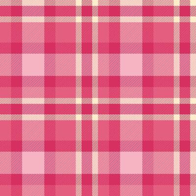 Cozy pink plaid seamless pattern with a classic checkered backdrop. Ideal for fabric, clothing, wrapping paper, and decor. Timeless tartan for versatile use.