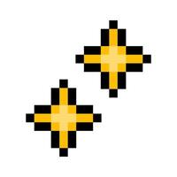 Sparkle emoji. Bright stars. Pixel art icon. Isolated on white background. Vintage 8 bit texture. Minimalistic pixel graphic. Fruit symbol. Old style. 80s,90s game object design vector