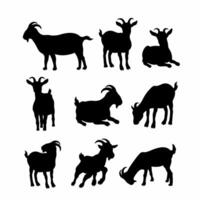 nine sets of goat silhouettes that you can use vector