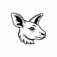 black and white kangaroo head mascot can be used for tattoos and clothing vector