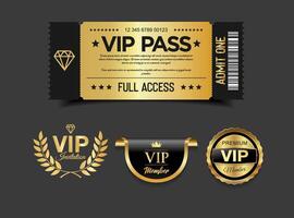 VIP Pass Ticket Luxury Cinema Style Invitation or Event Access Badge vector