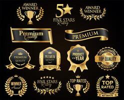Collection of premium quality award badges vector