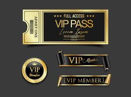 VIP Ticket Luxury Gold Cinema Style Invitation or Event Access Badge vector