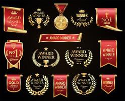 Collection of award winner badges and medals vector