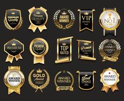 Premium quality award badges collection vector
