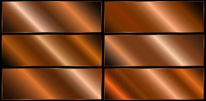 Metallic gradients with highlights. Orange metal gradient effects.Bronze Metallic Gradient Illustration Collection vector