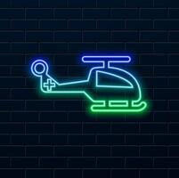 Emergency Helicopter. with a cross. neon style. health vector