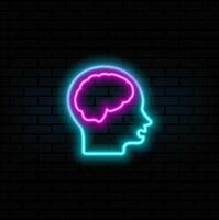 neon style. Medical human brain Internal organ. neon.Neural network Brainstorming idea vector