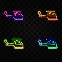 An emergency helicopter with a cross. neon style. health vector