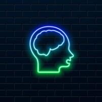 Medical human brain Internal organ. neon style.Neural network Brainstorming idea vector