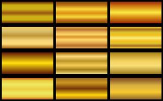 metallic gold gradient palette background collection.gold metallic gradient set on black gold gradient texture background. vector