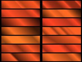 Metallic gradient with shiny golden hologram. Holographic foil texture, rose gold, brown and gold gradation. set for frame, ribbon, border, other design. vector