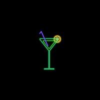 Alcoholic drinks, Glass with drink. Template design cocktail menu and drink list. neon style. illustration. neon style. vector