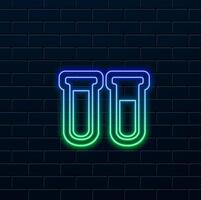 icon, chemistry flask. laboratory scientist. neon style. vector