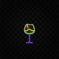 cocktail glasses thin line illustration. neon style. refreshing cocktails with ice cubes and lemons. Party at the club. Created for menu designs. Set of alcoholic drinks like Mojito or Martini vector