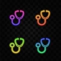 Stethoscope icon design templates. neon style. vector