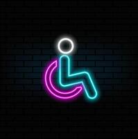 icon, disabled patient. neon style. person in wheelchair. person with a disability vector