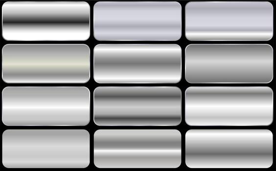 plata frustrar textura colocar. metálico acero degradado colección.plata frustrar textura, brillante y metálico degradado colección vector