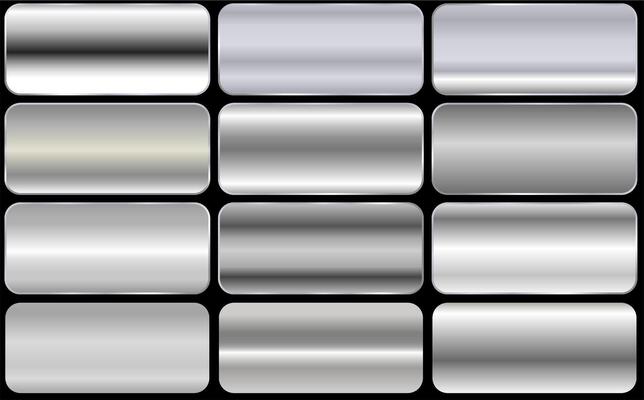 silver foil texture set. Metallic steel gradient collection.Silver foil texture, shiny and metallic gradient collection