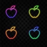neon style apple icon. various models. vector