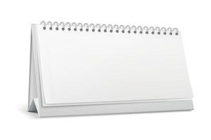 Blank Desk Calendar Illustration Isolated on White. Empty White Calendar Template, Spiral Table Calendar Mockup for Business, Office Stationery, Schedule Planner, Corporate Branding Design vector