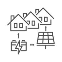 Energy grid icon for smart power technology and electric solutions. This environment network, or microgrid, provides energy to homes by its design. vector
