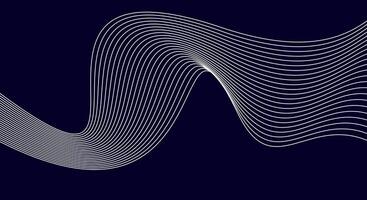 Abstract Minimal Wavy Line Background on Dark Blue with Flowing Curve Pattern vector