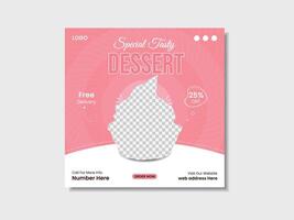 Food social media post design, delicious cake social media post design template vector