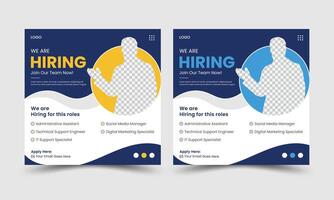Hiring social media post design or hiring square banner template design vector