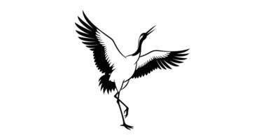 Crane Bird Logo with White Background, and Minimalist Design. vector
