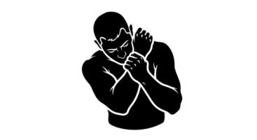 Black man wrist pain with ache Illustration. vector