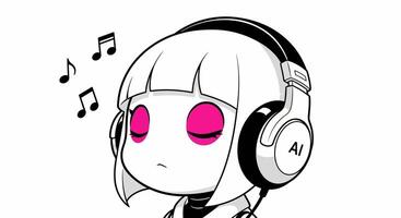 Robot Girl AI Listen Music. vector