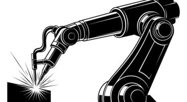 Robot Arm Welding Black . vector