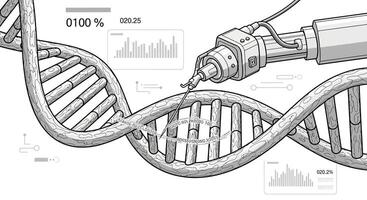 DNA Edit with Genome Engineering Genetics Research. vector