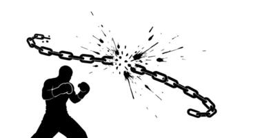 Freedom Power Boxing Breaks Chain with Isolated. vector