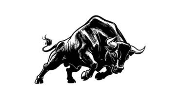 Charging Bull with Black, Isolated, and Power. vector