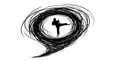 Karate silhouette with martial arts, and fighter. vector