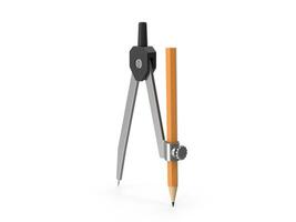 Pencil Compass Precision Drawing Tool for Geometry Architecture Engineering 3d white background photo