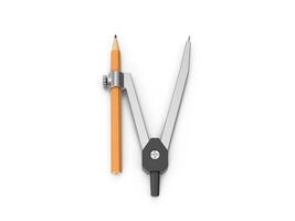 Pencil Compass Precision Drawing Tools for Architects Designers 3d white background photo