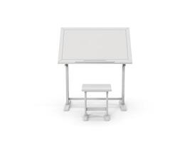 Modern Drafting Table Stool Design Architecture Workspace 3d white background photo