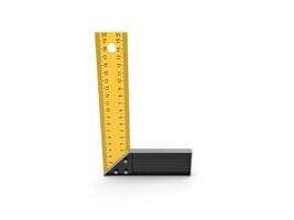 Precision Yellow Triangle Ruler Construction Tool Measurement Guide 3d white background photo